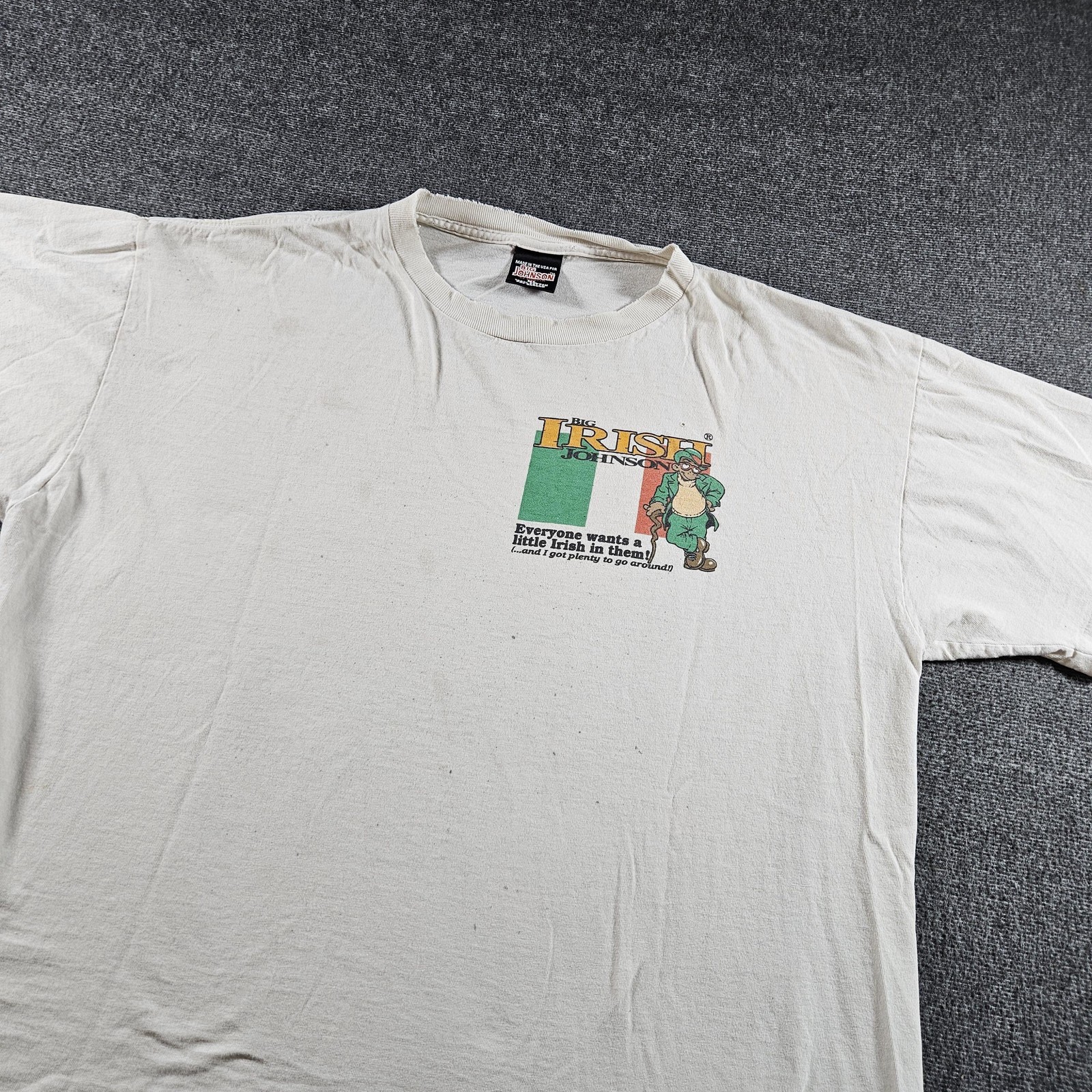 Vintage Big Johnson Shirt Mens XL White Big Irish Johnson St Patricks Tee 1997 gallery