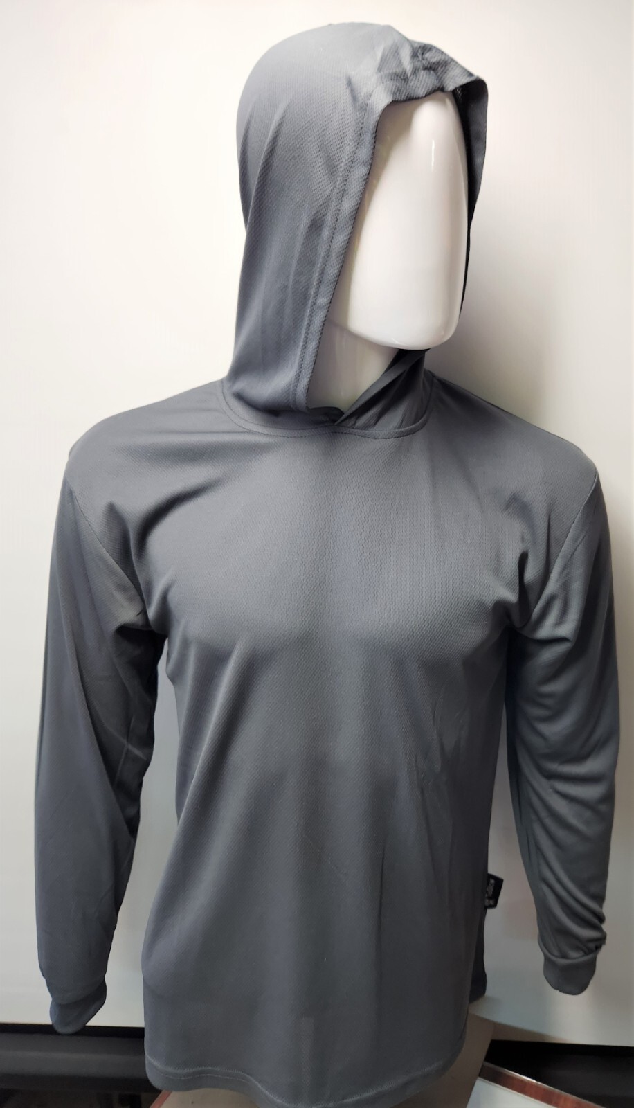 GRAY Long Sleeve Safety Shirt With Hoodie, Quick Dry Polyester Birdeye mesh gallery