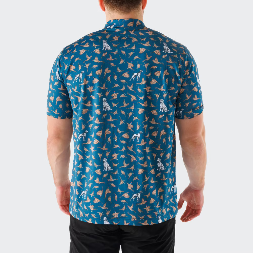 Waggle Men Bird Dog Polo T-Shirt - Teal Green XL gallery