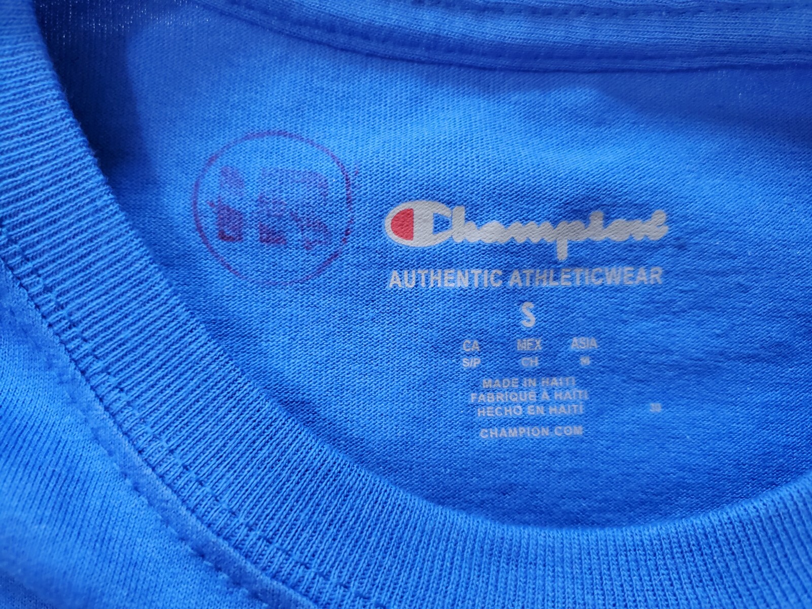 Champion Athleticwear Unisex Blue Cotton Tee-Shirt Short Sleeve T425RB Sz.S gallery
