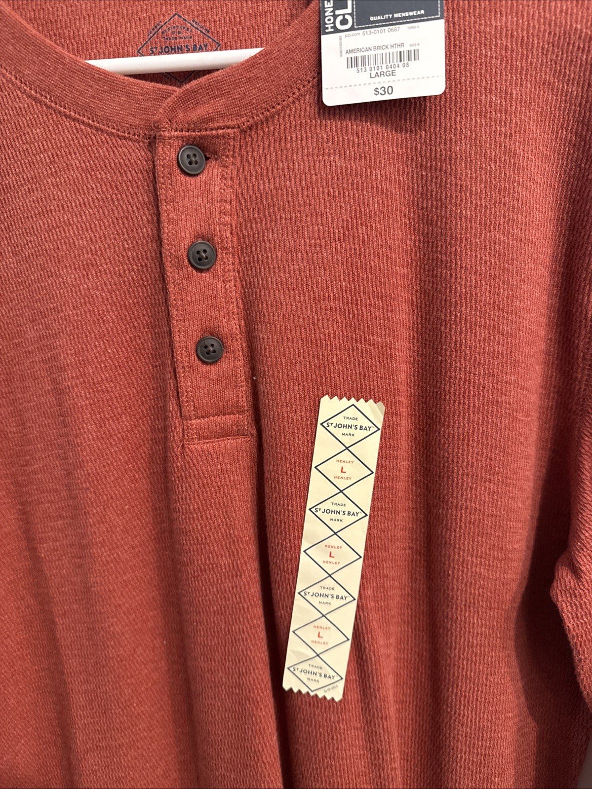 St John’s Men’s Long Sleeve Thermal Size Large-Red gallery