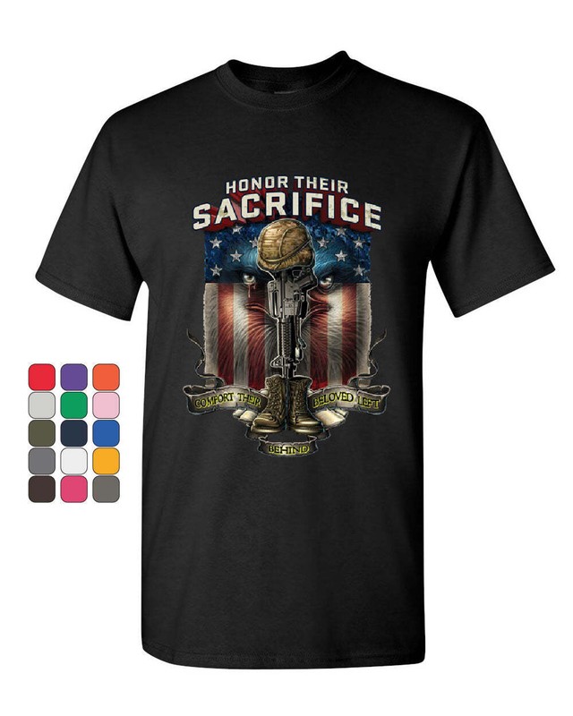 Honor Their Sacrifice T-Shirt POW MIA Military Remembrance Army Mens Tee Shirt