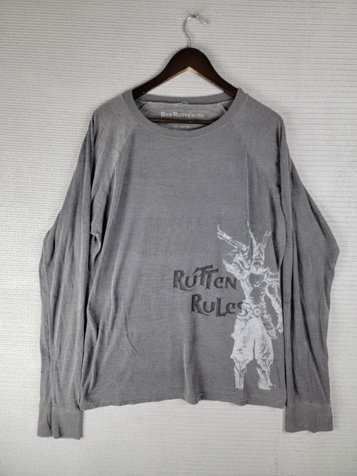 Bas Rutten T-shirt size XL warrior monster martial arts gray semi-sheer