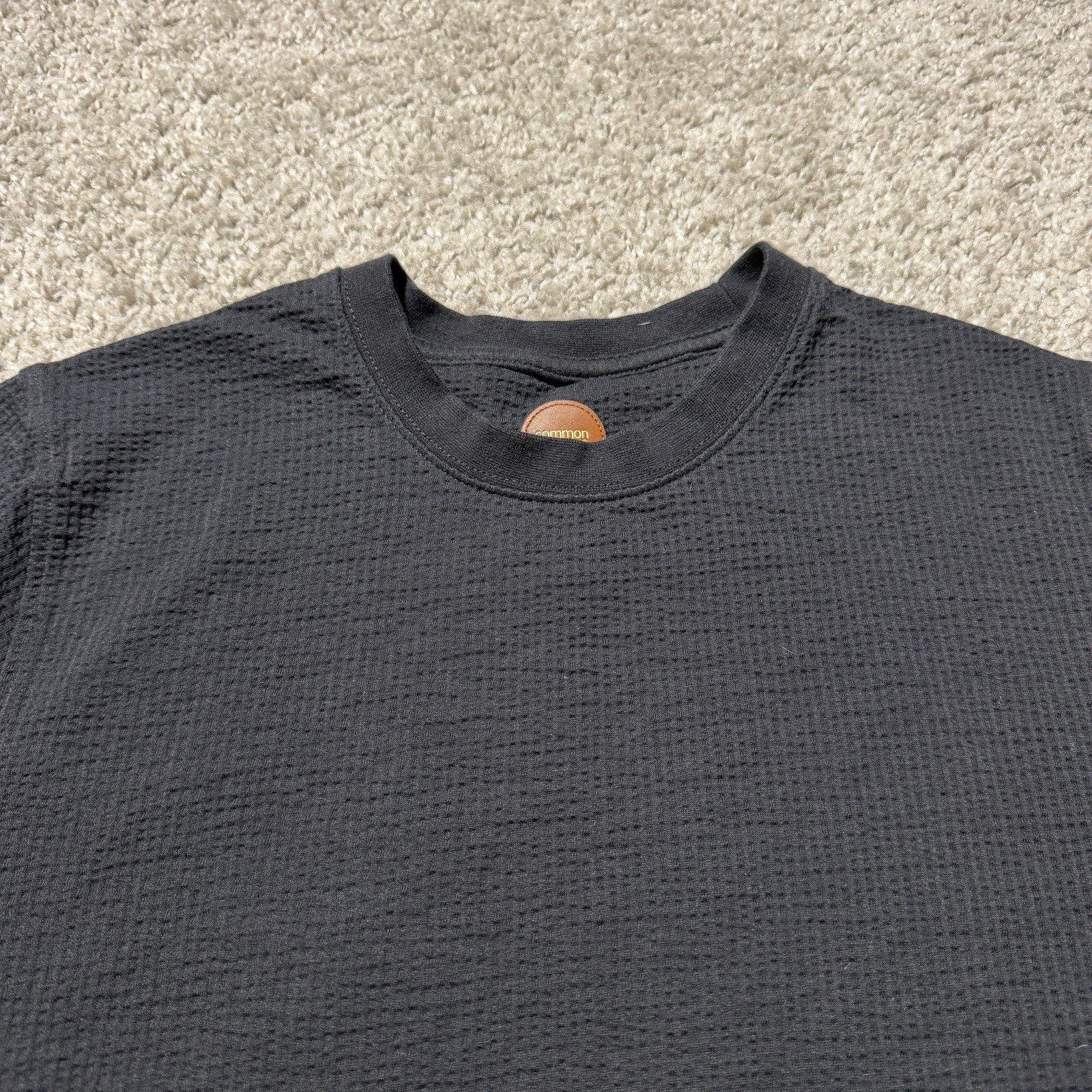 Common People Textured Waffle Shirt Mens Large Black Short Sleeve Tshirt Minimal gallery