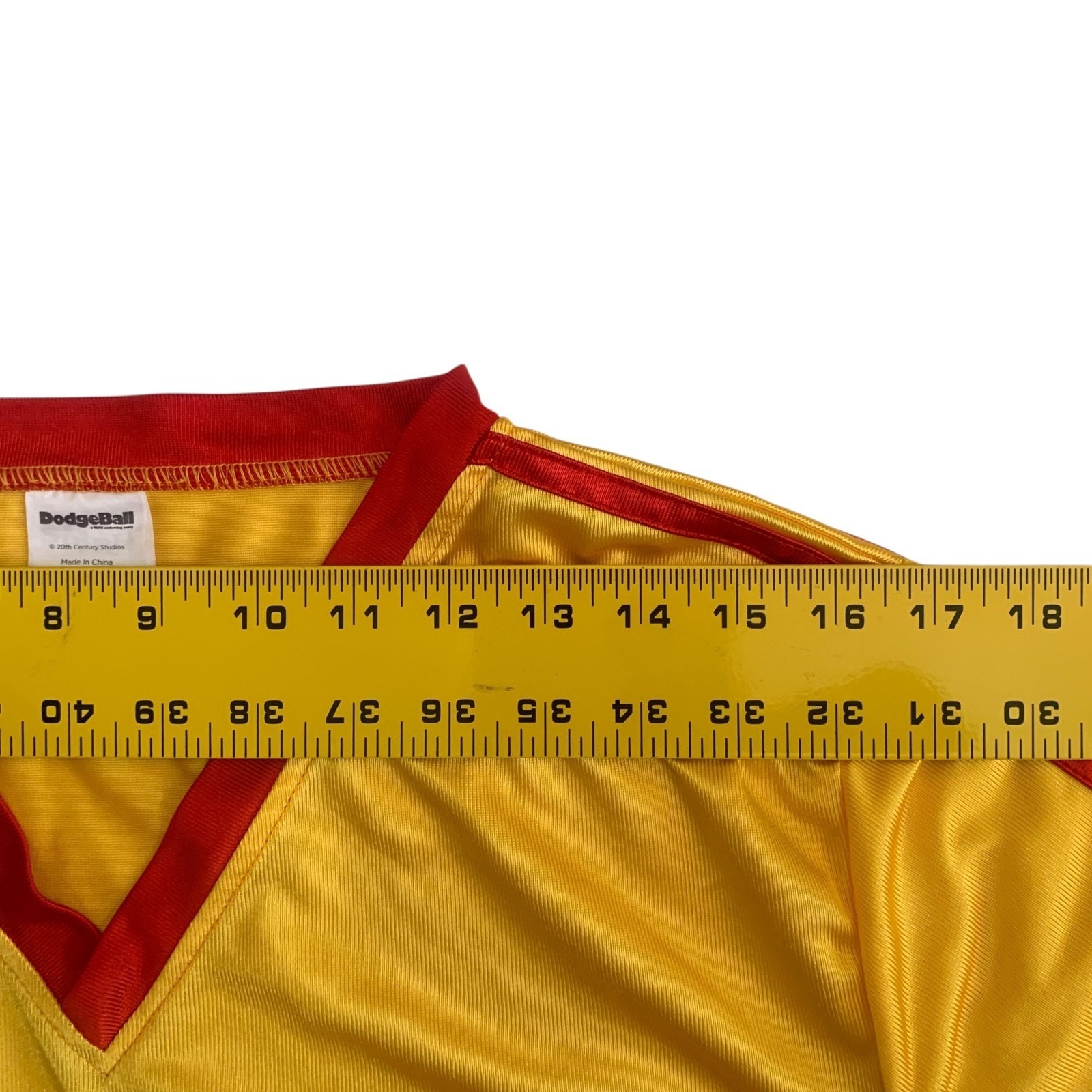 Average Joes Men's Size M Dodgeball Yellow V-Neck Costume Satin Shirt Jersey gallery