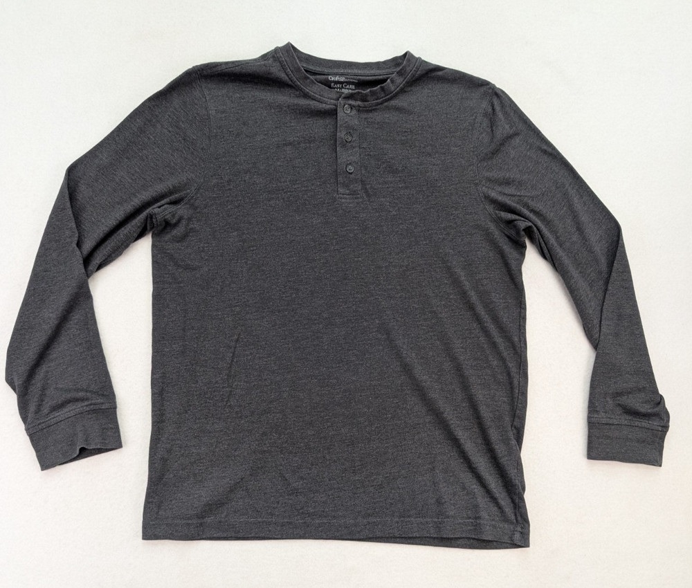 Croft & Barrow Men’s Henley Long Sleeve T-Shirt Size M Gray Classic