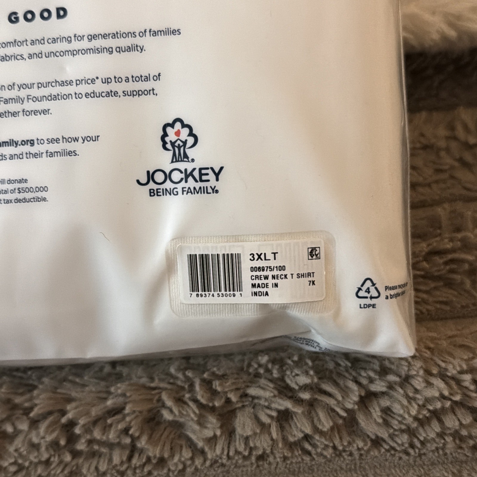 Jockey Men's Tall Man Classic Crew Neck Undershirt - 2 Pack - COTTON - 3XLT gallery