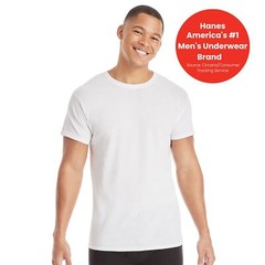6 Pack Mens 100% Cotton Moisture-Wicking Crew Tee Undershirts,Large White