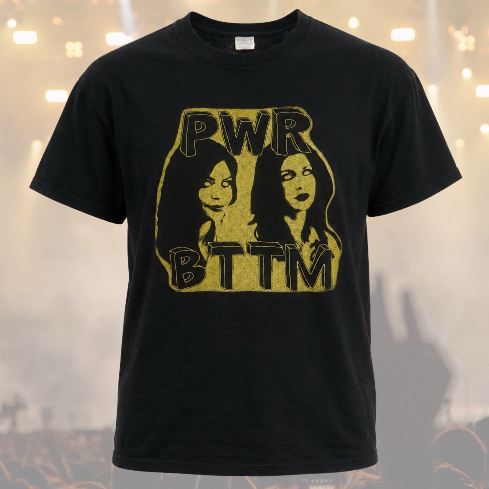 PWR BTTM Band T-Shirt Mens M Black w/ Gold Graphic Jerzees Dri-Power Tee