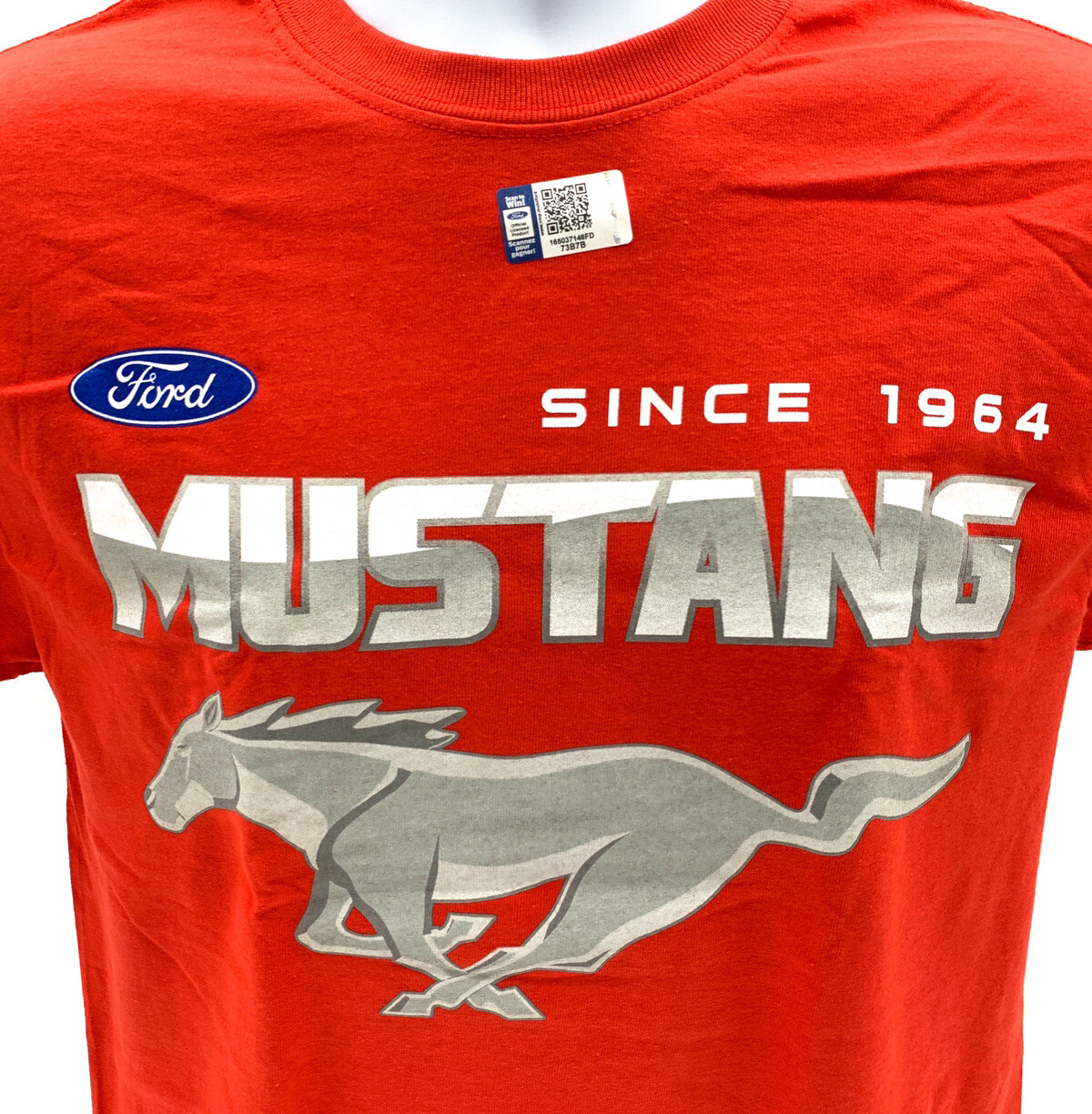 Ford Mustang T-Shirt - Red w/ Running Pony Since 1964 & Multiple Logos On Back gallery