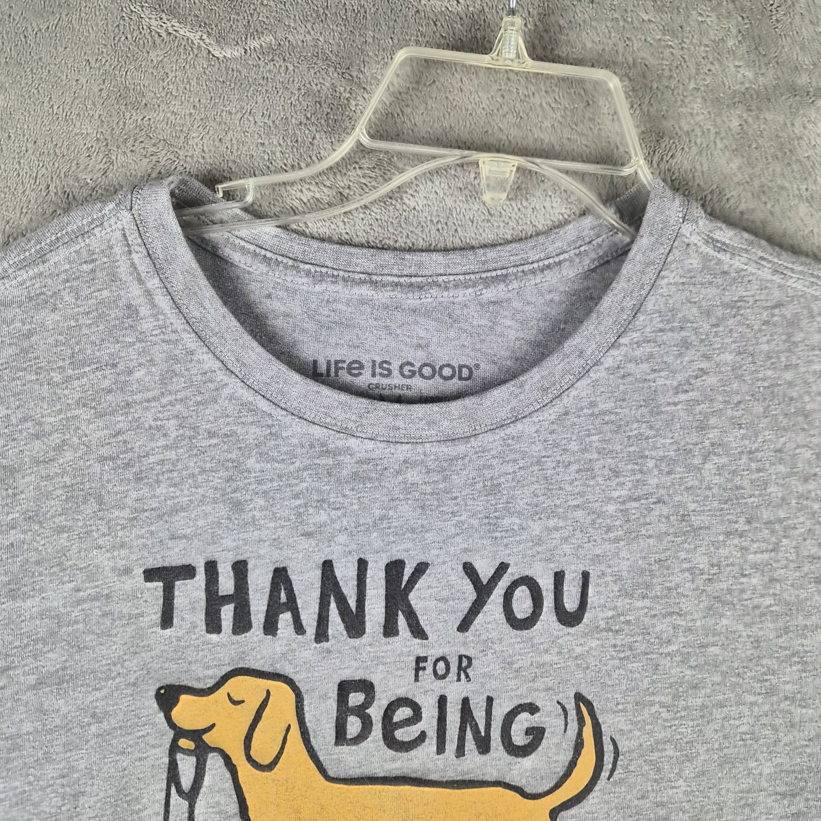 Life Is Good Shirt Mens Medium Gray Thank You For Being My Friend Dog Graphic T gallery
