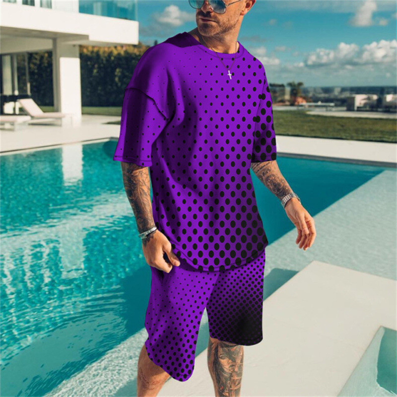 Summer Men's Outfit 2-Piece Set Short Sleeve T-Shirts and Shorts Sweatsuit Set gallery