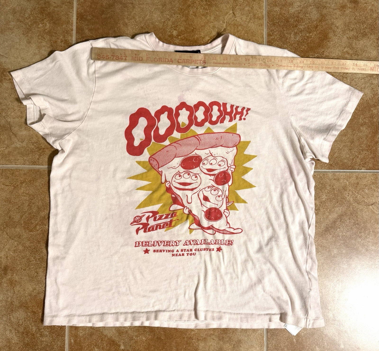 Disney X Junk Food Pizza Planet Shirt Mens 2XL Pink Toy Story Aliens Tee Graphic gallery