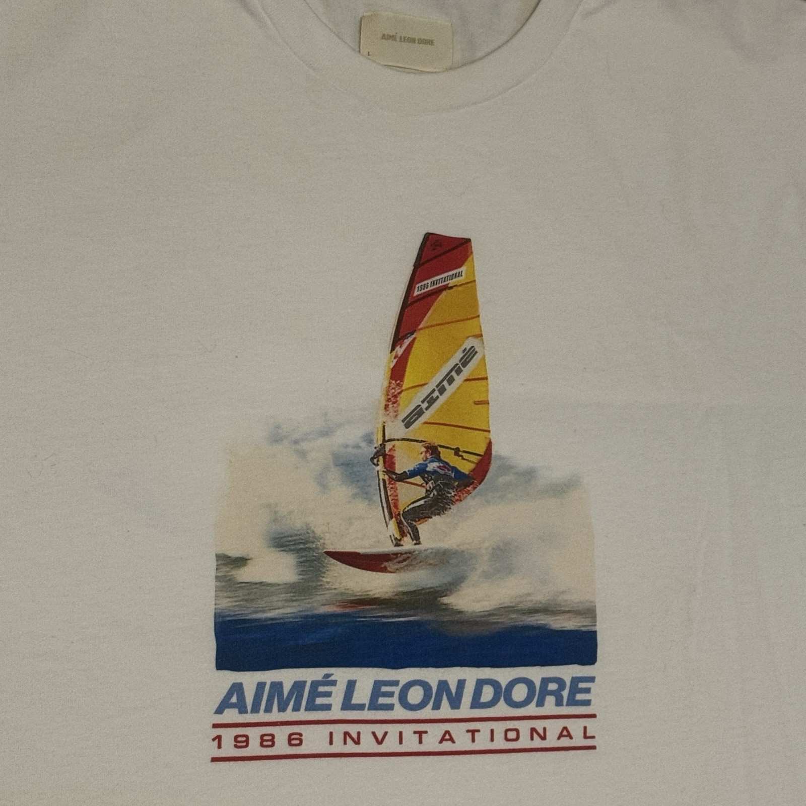 Aime Leon Dore White Wind Surfer Boating Tee Logo Large L NY Spring Summer ALD gallery