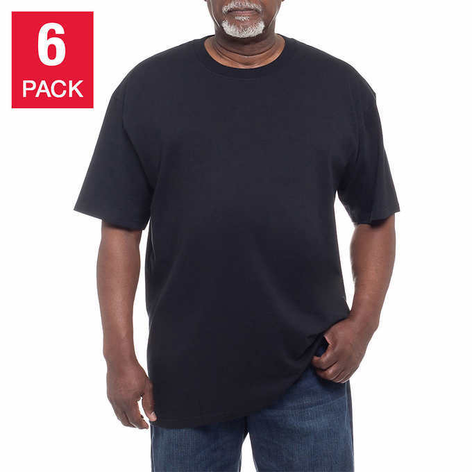 Kirkland Men's 6-pack Black 100% Cotton Crew Neck T-shirt FREE SHIPPING! gallery