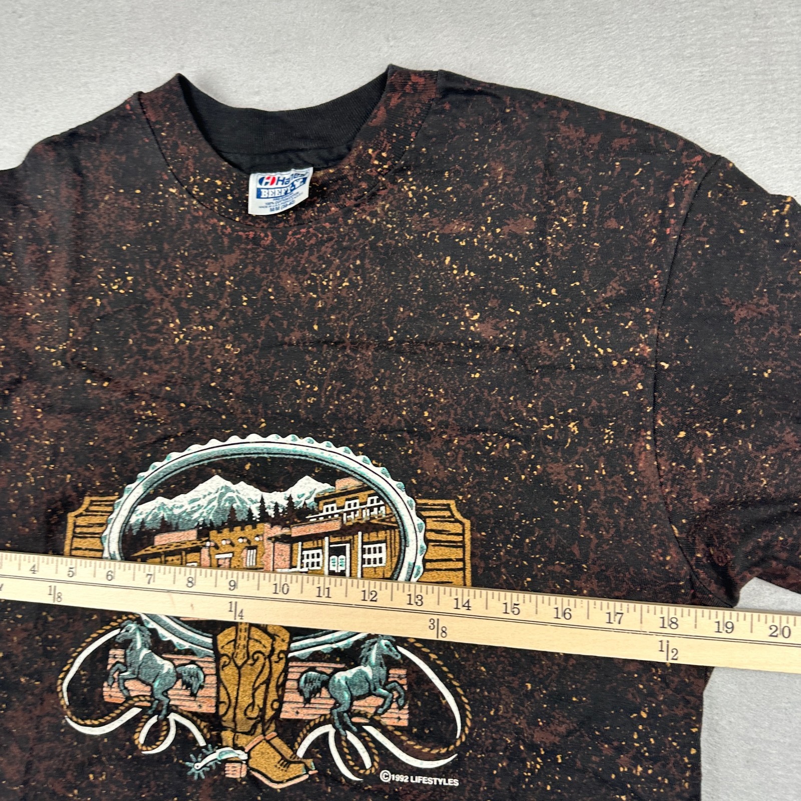 Vintage Lifestyles T Shirt Mens M Black Single Stitch Beefy Western Splatter 90s gallery