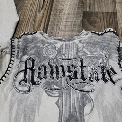 Raw State Redemption Thermal T Shirt Mens Small Wings Cross Rose Grunge