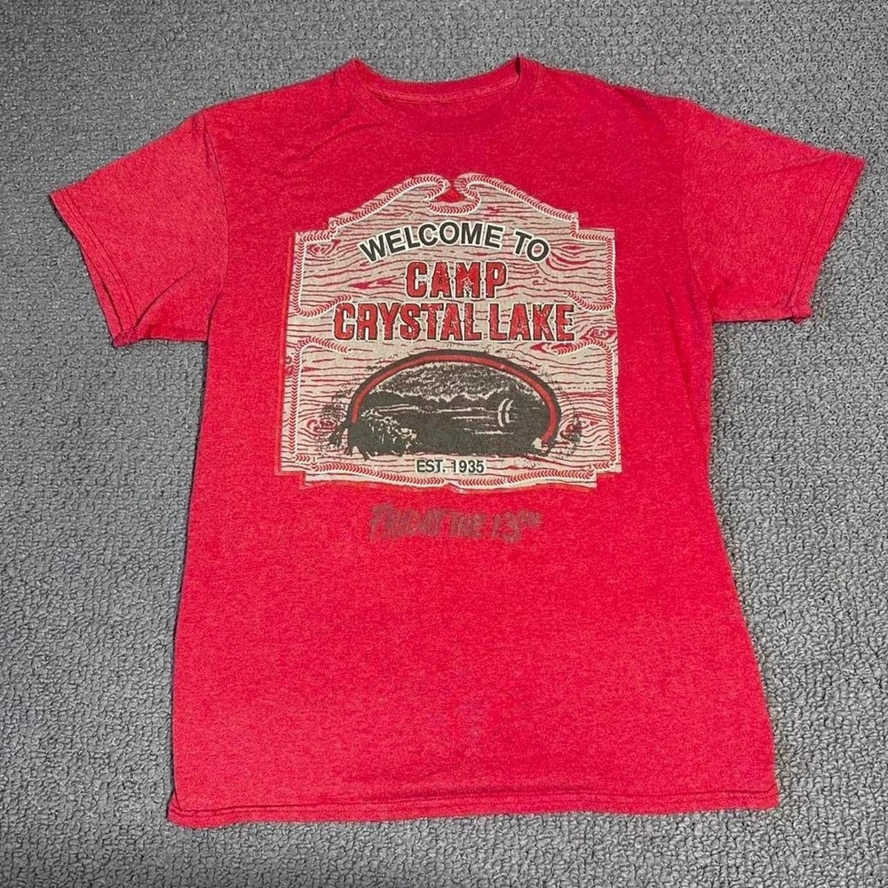 Red Friday the 13th Camp Crystal Lake cotton t-shirt Size M