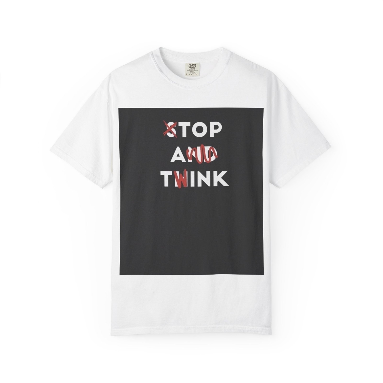 Stop and Think shirt | Typography tee, Black square text design