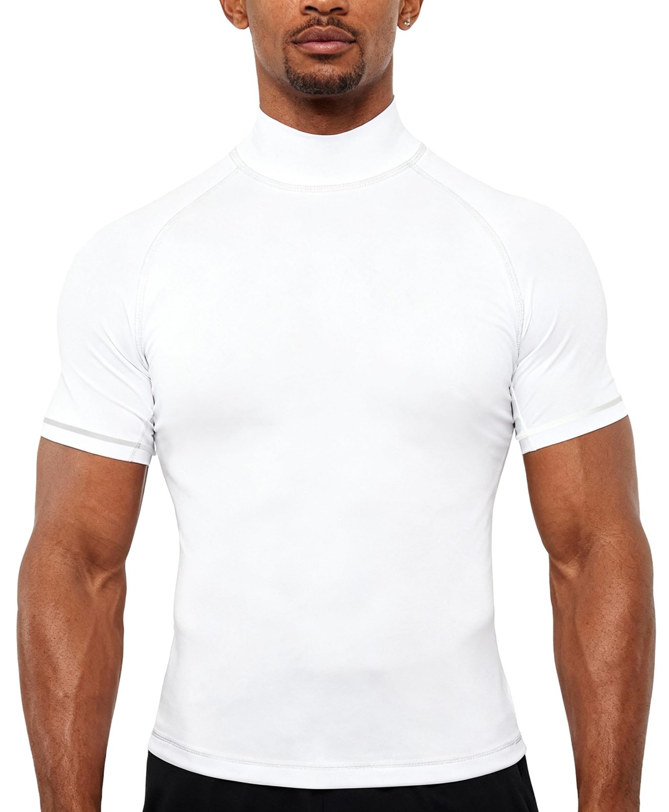 Men's Compression Mock Turtleneck Short Sleeve Shirts High Neck Quickly Dry W... gallery