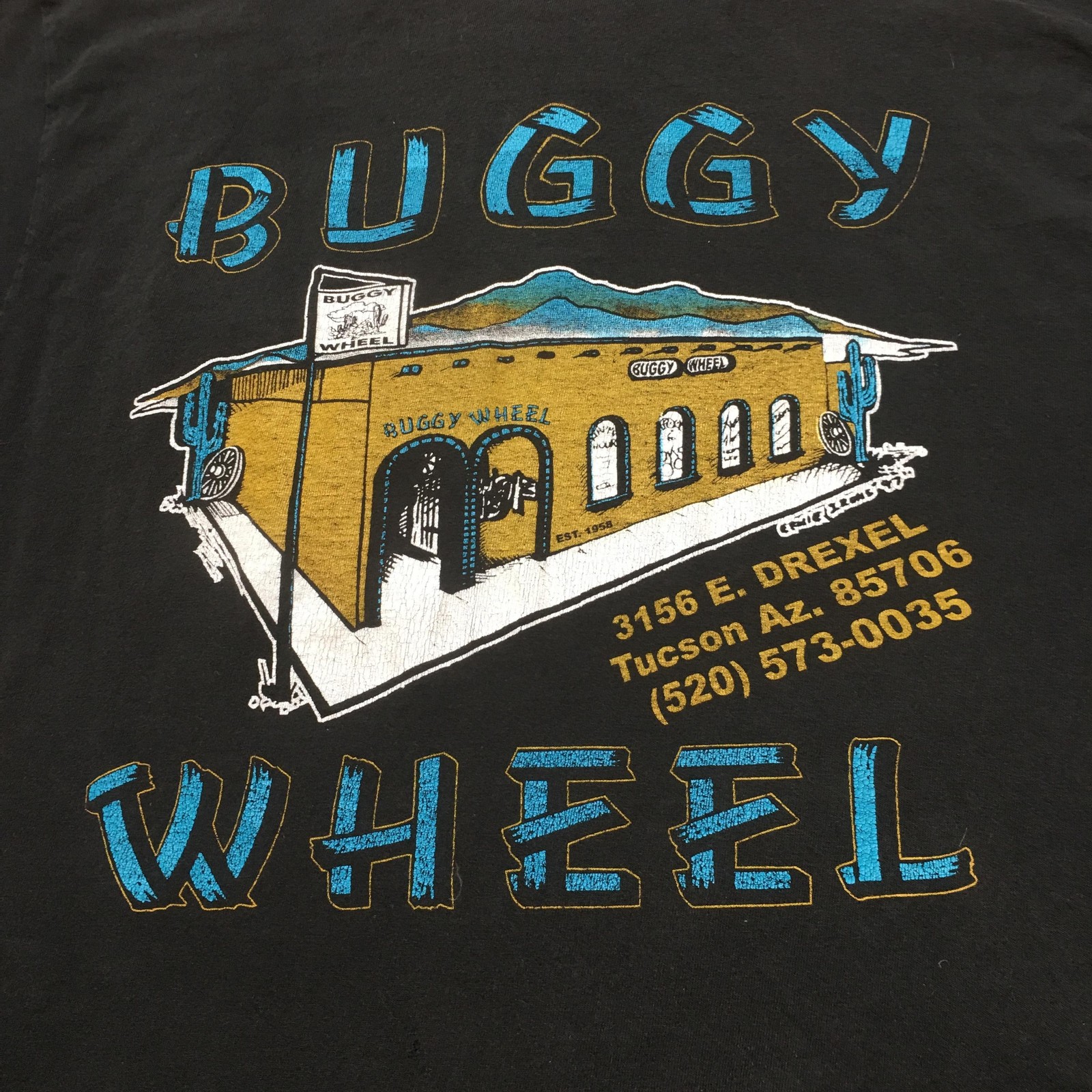 Vintage Single Stitch T-shirt Mens Medim Black Made in USA Pocket Distressed 90s gallery