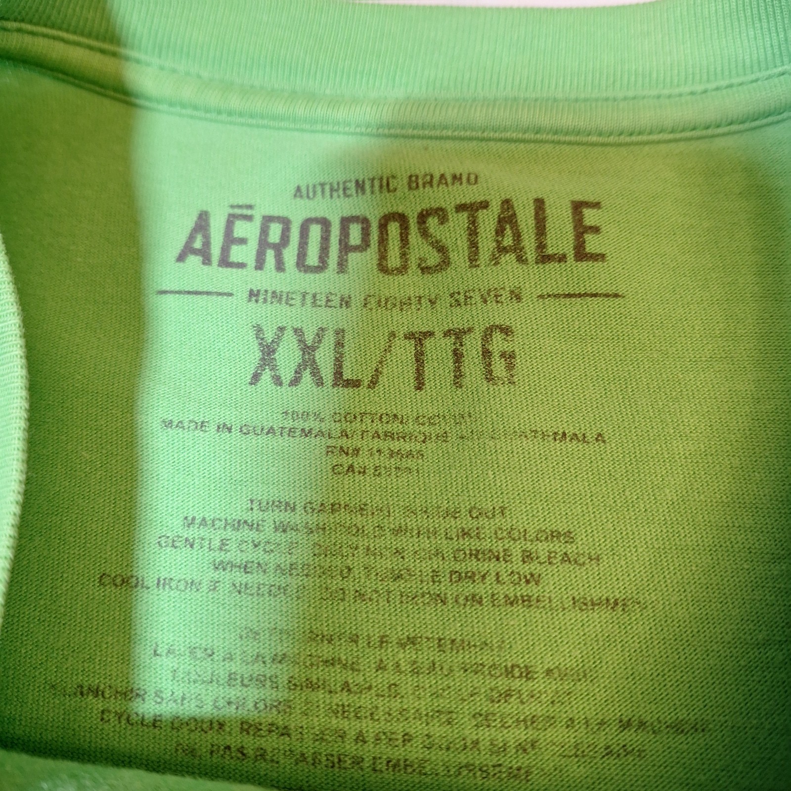 Aeropostale Lime Green White Spell Out Logo Graphic Tshirt Preppy Y2K Size XXL gallery