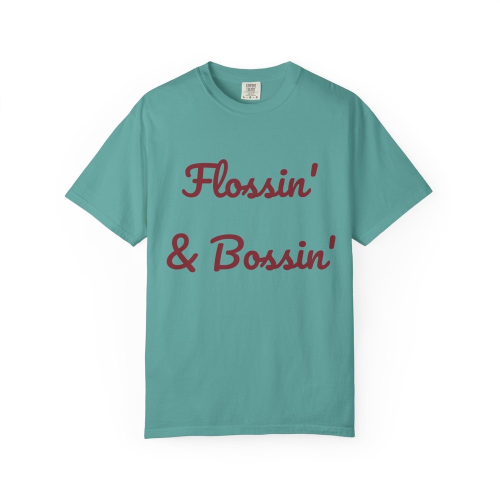 Flossin’ & Bossin’ T-shirt | Script Text Graphic Tee, Streetwear Slogan