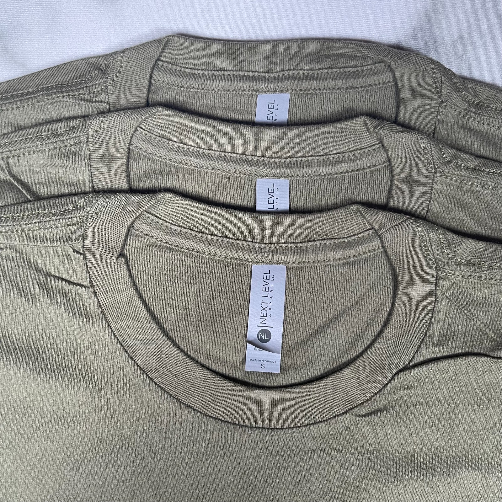 Lot of 3 Next Level Unisex Premium Army TShirts Plain Super Soft US Size S gallery