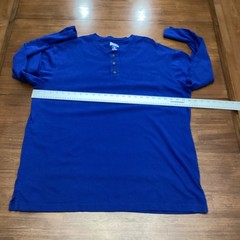 Duluth Trading Co Longtail T Henley Shirt Mens XL Blue Long Sleeve Cotton