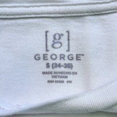 George Men’s Small White Long Sleeve T-Shirt 100% Cotton Crewneck Blank S 34-36