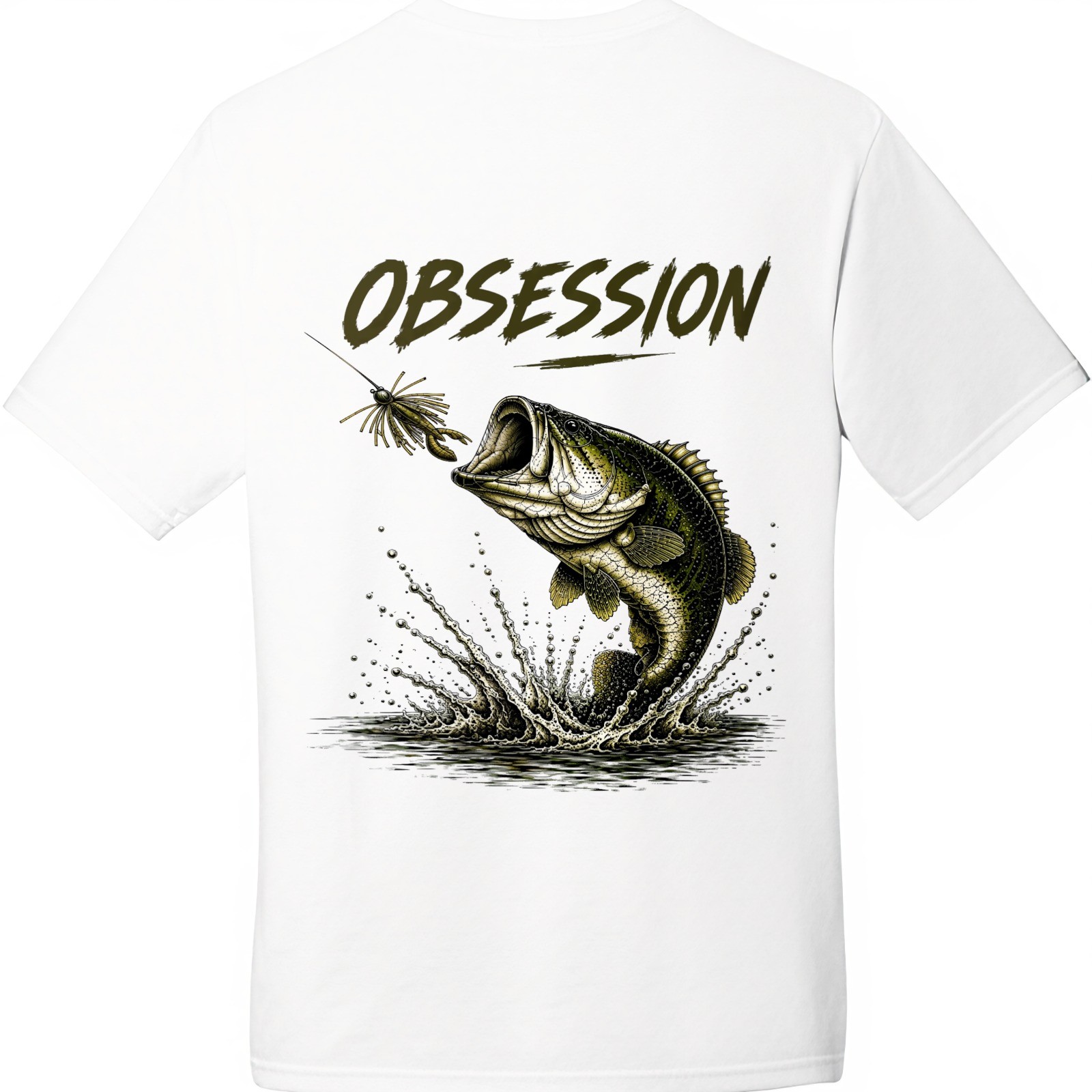 "Obsession Largemouth Bass Fishing Graphic Short Sleeve T-Shirt" gallery