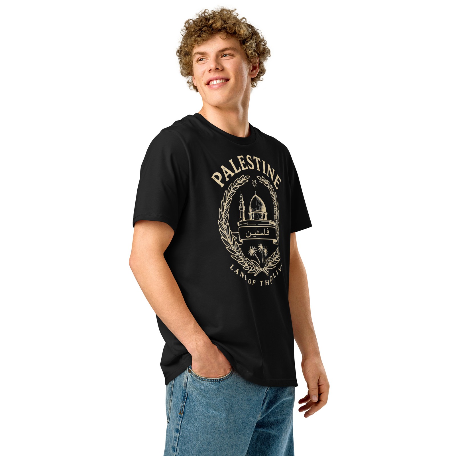 Palestine Land of the Olive Gaza Unisex organic ribbed neck t-shirt gallery