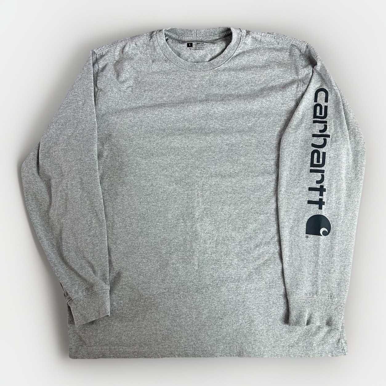 Carhartt Shirt Mens Large Gray Long Sleeve Navy Logo Loose Fit Workwear gallery