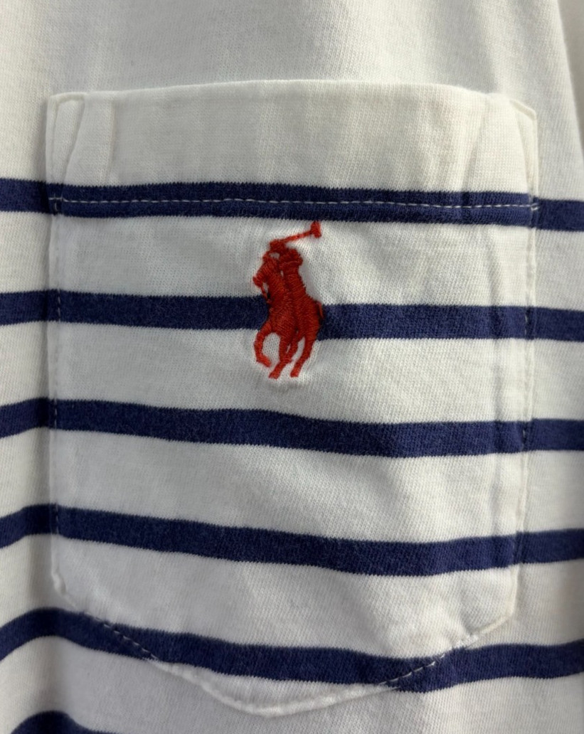 Mens Polo Ralph Lauren Striped Classic Fit Pocket T-Shirt Size Medium White Yale gallery