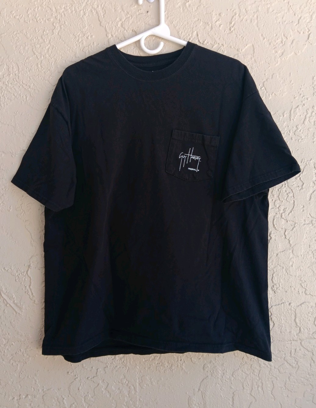 Guy Harvey By AFTCO Bluewater T Shirt Mens Sz XL Graphic Logo Pocket Black Flaw gallery