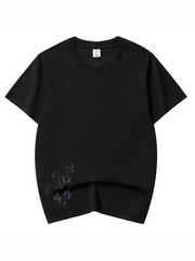 Niepce Dark Kitsune with Cherry Blossoms Embroidery Japanese Streetwear Tee