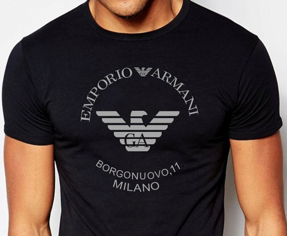 Emporio Armani Black Men's Cotton T-Shirt, Borgonuovo'11,Size M*L*XL*XXL,3XL gallery