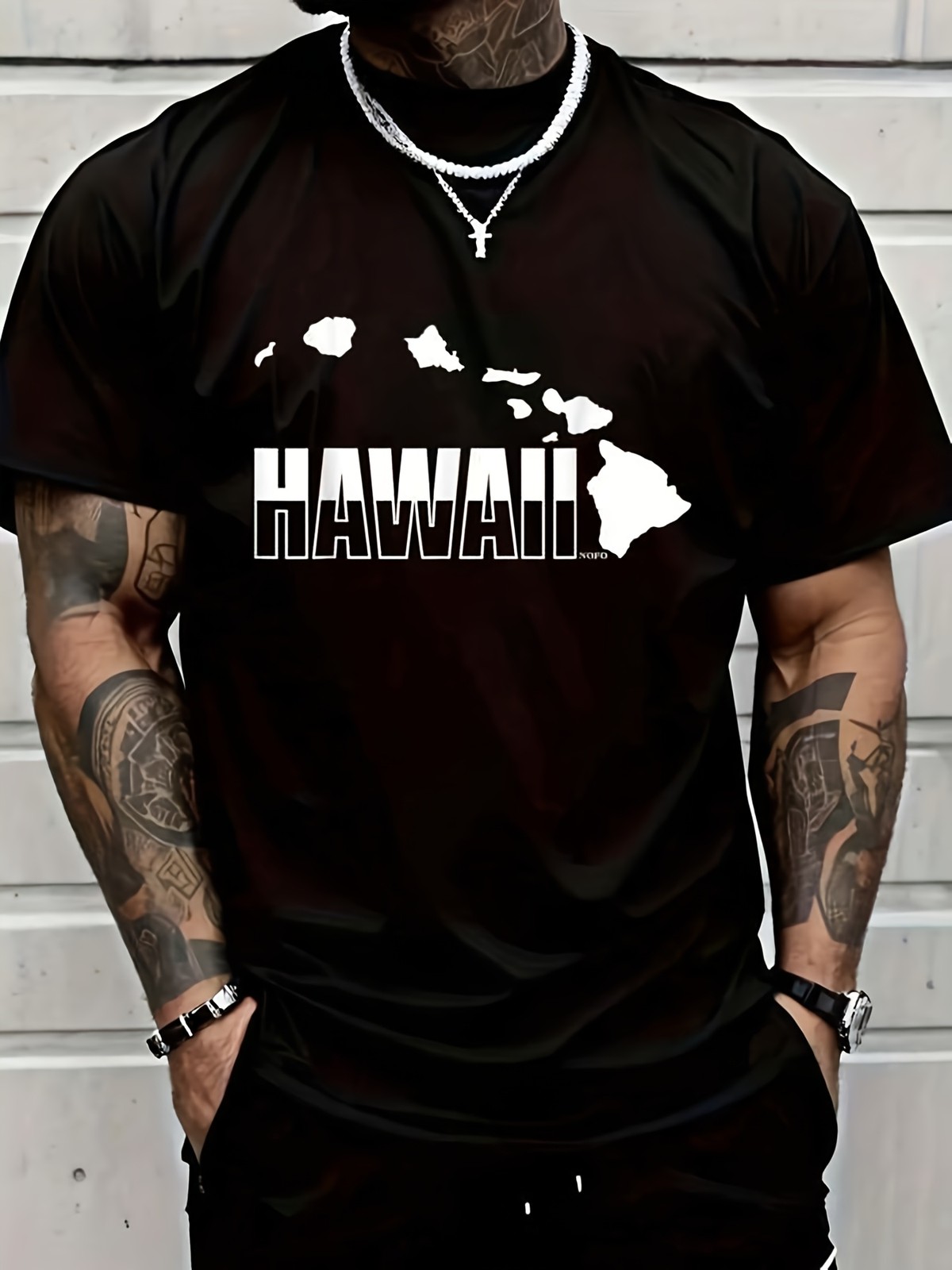 Hawaiian Islands Graphic Men’s T-Shirt Hawaii Tropical Beach Vacation Tee