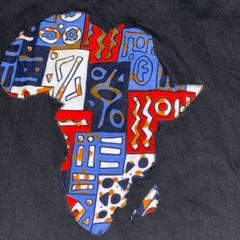 PAK Collection African Map Patch T-Shirt Men XL Black Streetwear Embroidered