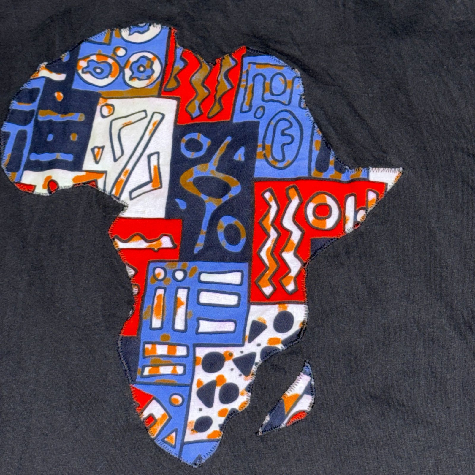 PAK Collection African Map Patch T-Shirt Men XL Black Streetwear Embroidered gallery