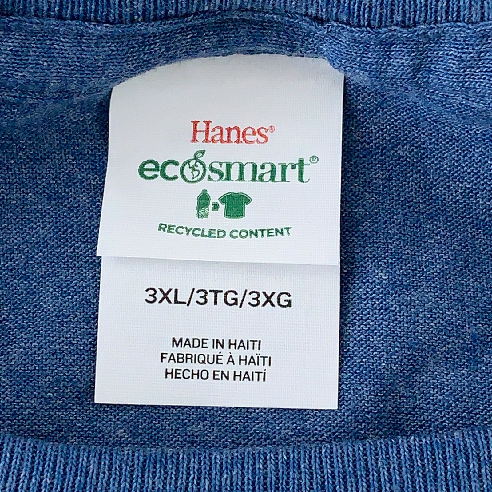 Hanes Men's Size 3XL Heather Blue ComfortBlend EcoSmart Crew Neck T-Shirt New gallery