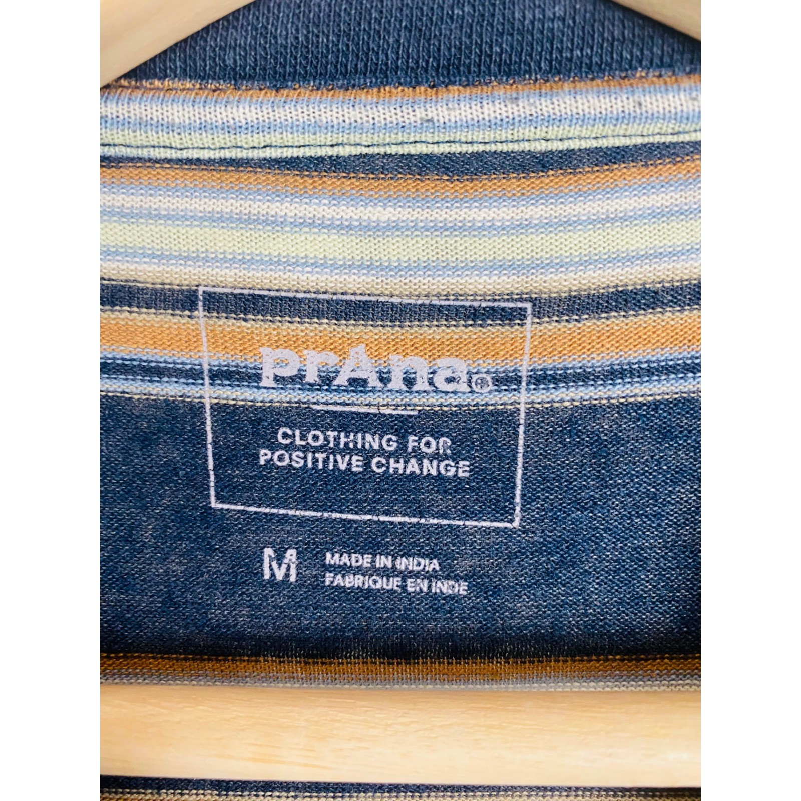 Prana Cardiff Mens Medium Striped Pocket T-Shirt Hemp Short Sleeve Tee gallery