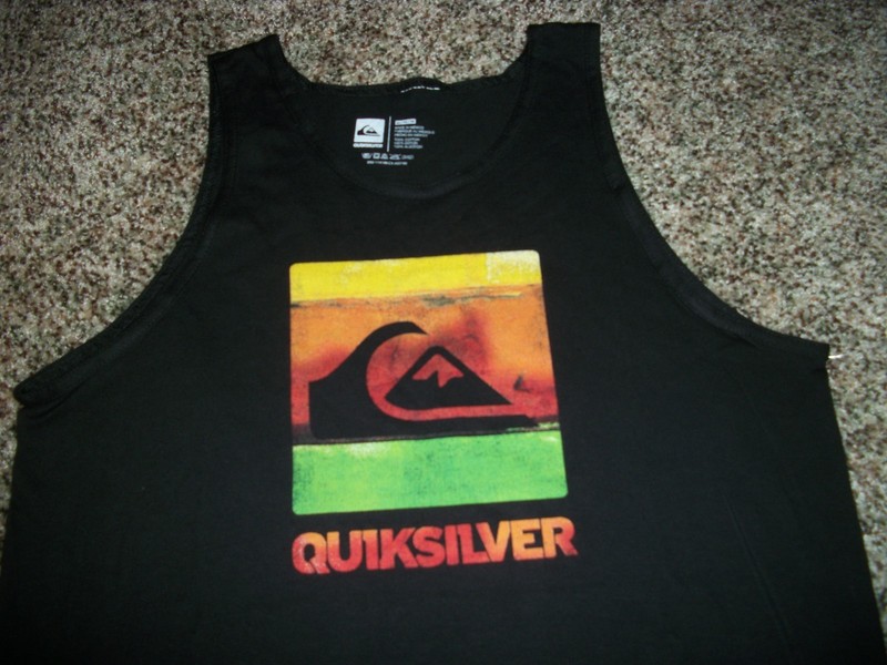 QUIKSILVER New NWT Mens Sleeveless Tank Top Shirt Black Green MEDIUM LARGE XL
