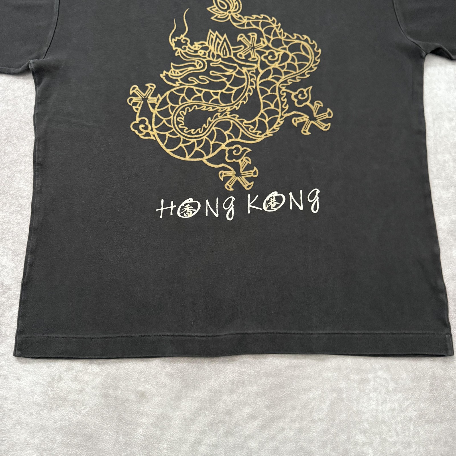 Vintage 90s Hong Kong Shirt Size M Single Stitch Dragon Tourist Souvenir Black gallery
