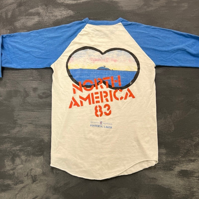 Vintage Men At Work Shirt Mens Small White 1983 Cargo Tour Raglan USA gallery