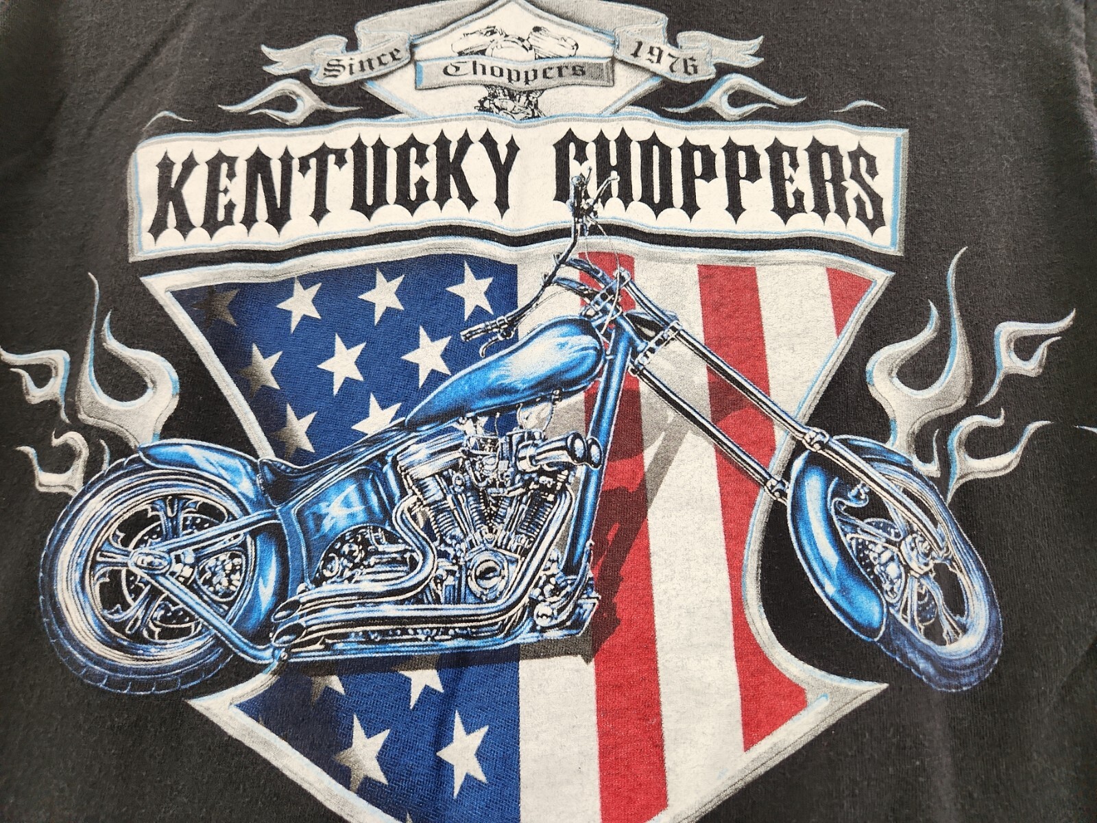 Kentucky Choppers Biker Motorcycle SS Sleeves USA Black Tennessee River Shirt M gallery