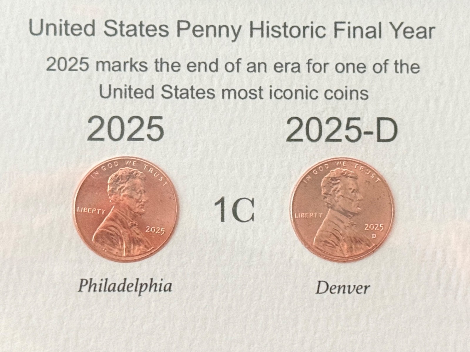 Historic Last Penny Set 2025 • P & D Mint Coin Set • Uncirculated