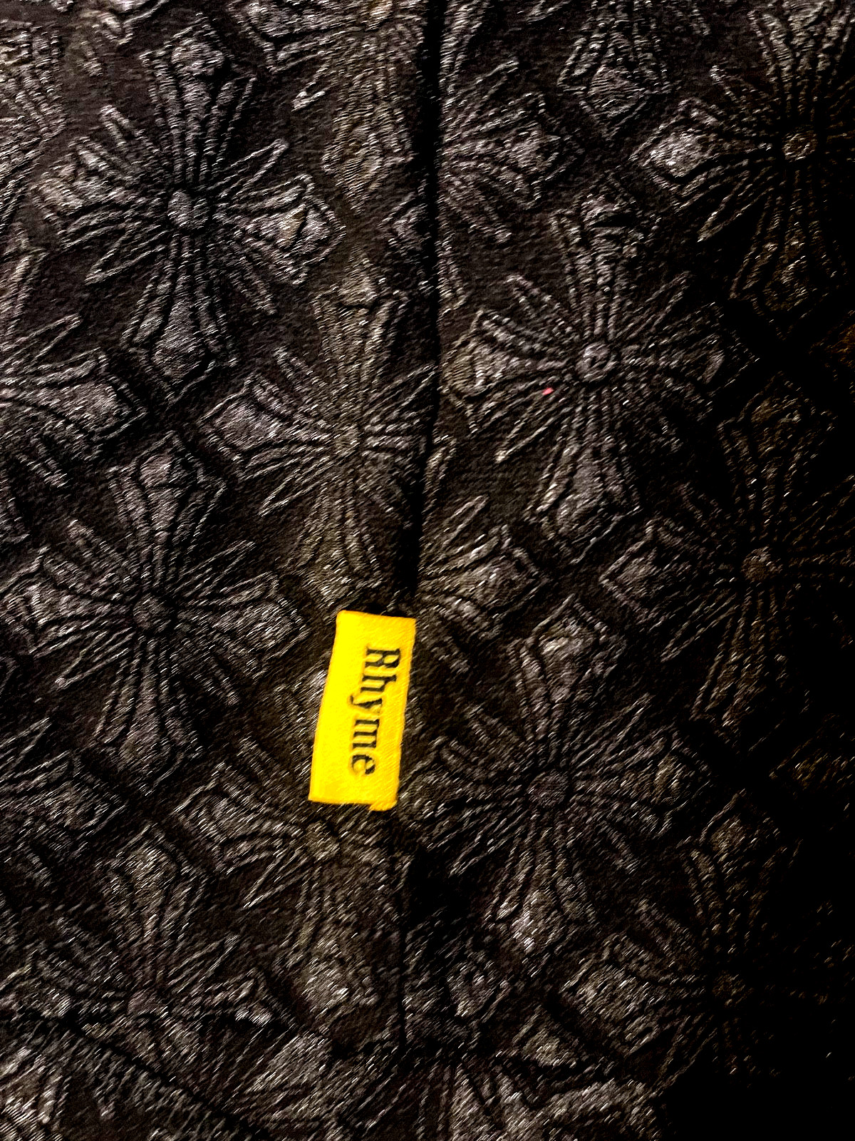 RHYME Sz M Crew Neck Texture All-Over Pattern Men's Black T-shirt gallery