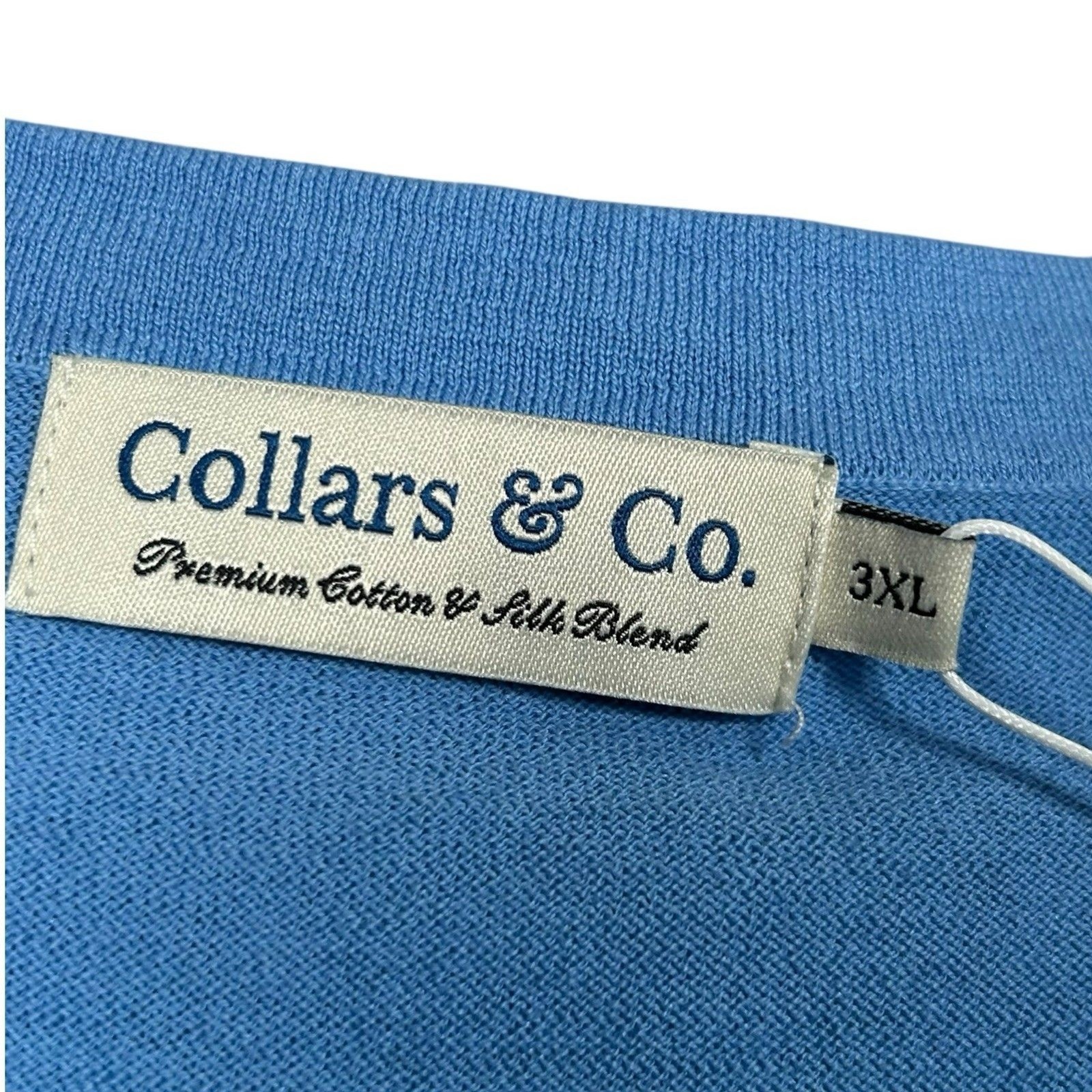 Collars & Co T-Shirt Mens 3XL Blue Cotton Silk Quiet Luxury Touch Lucca Tee NWT gallery