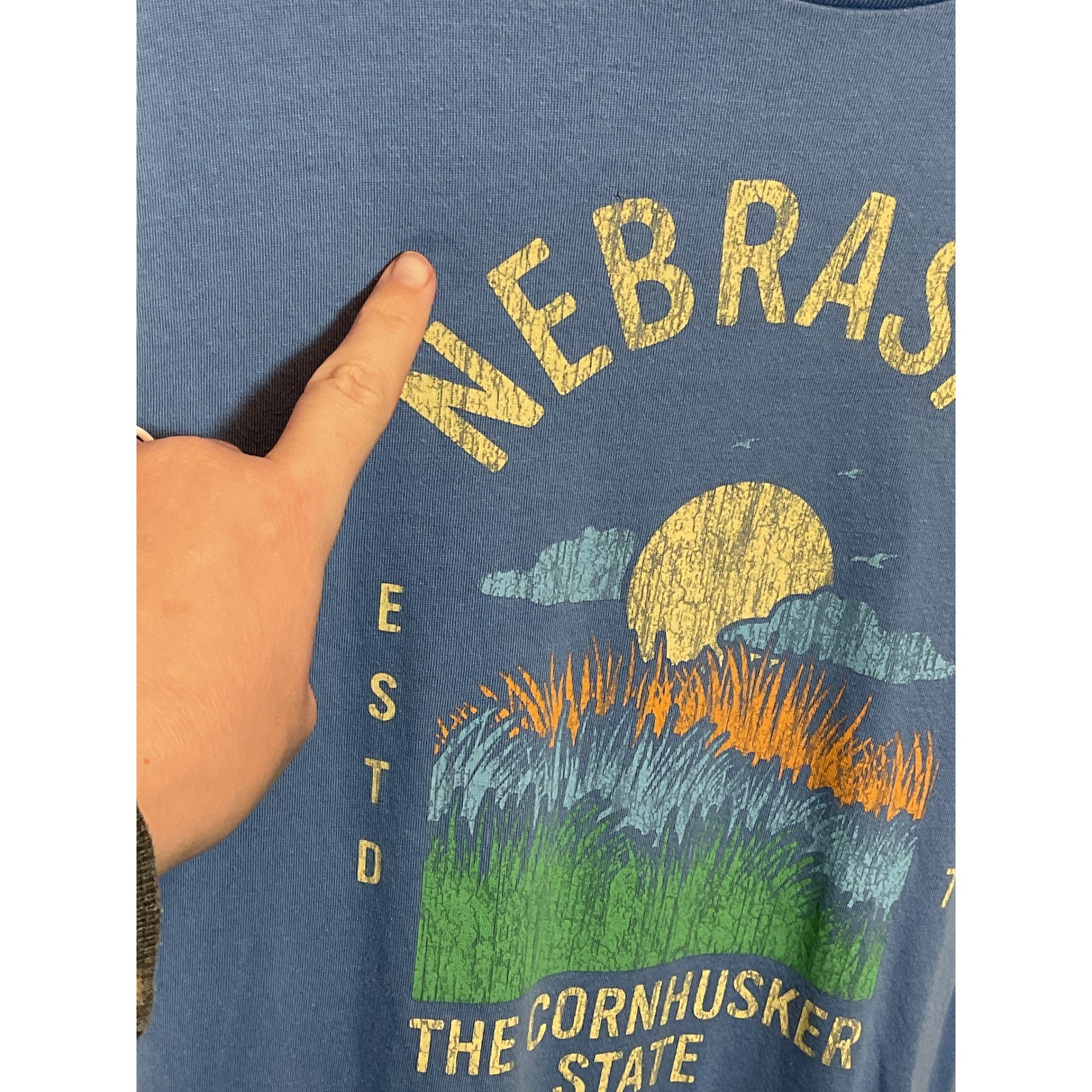 HOME FREE Mens Nebraska The Cornhusker State Graphic T Shirt XL Blue gallery